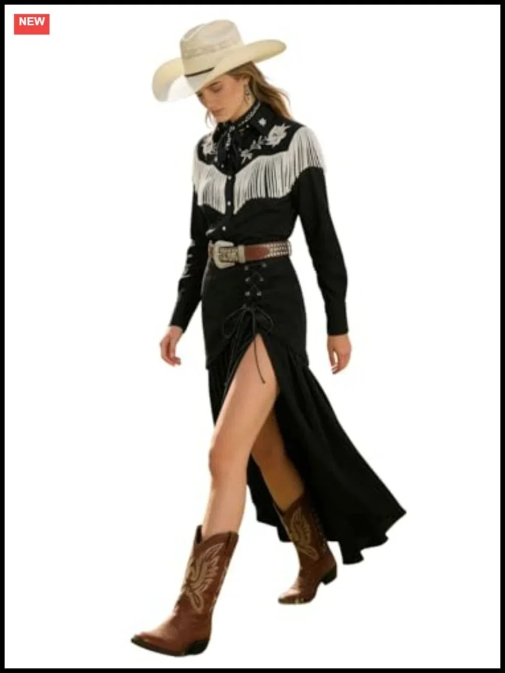 Women's Rodeo Western Cowgirl Flowy Ruffle Boho Skirt Asymmetrical High Waist